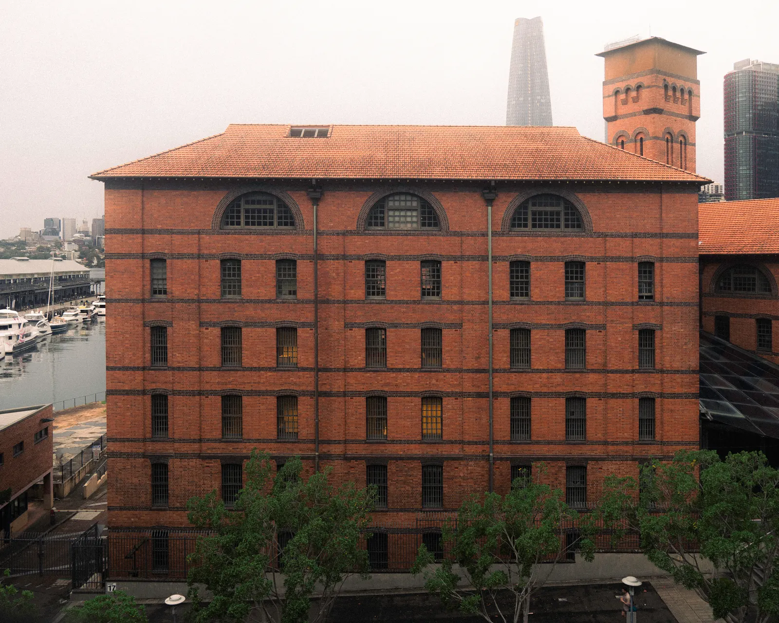 The old wool store at Pyrmont in the rain.