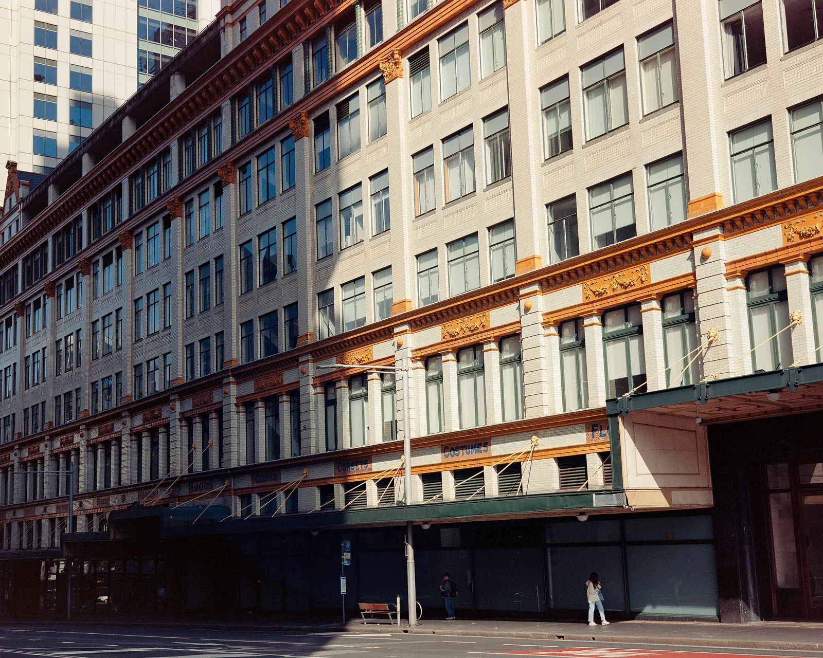 Late sun on the facades of Elizabeth Street.