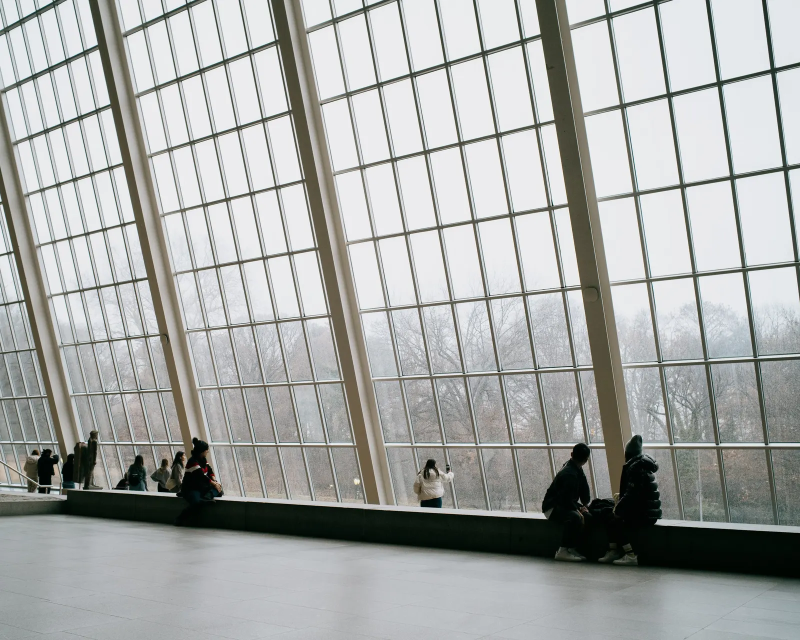 Under the white ribs of the World Trade Center hub.