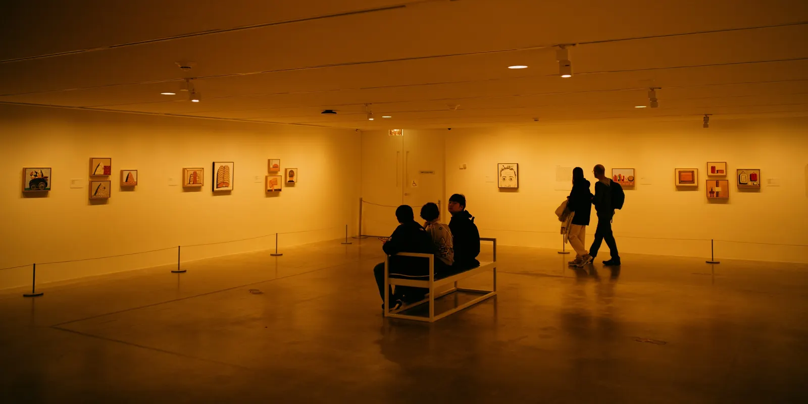 A gallery, late in the afternoon.